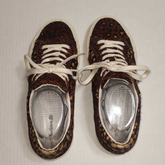 Madewell Low Top Painted Leopard Colorblock Calf Hair Lace Up Sneakers - Picture 8 of 9